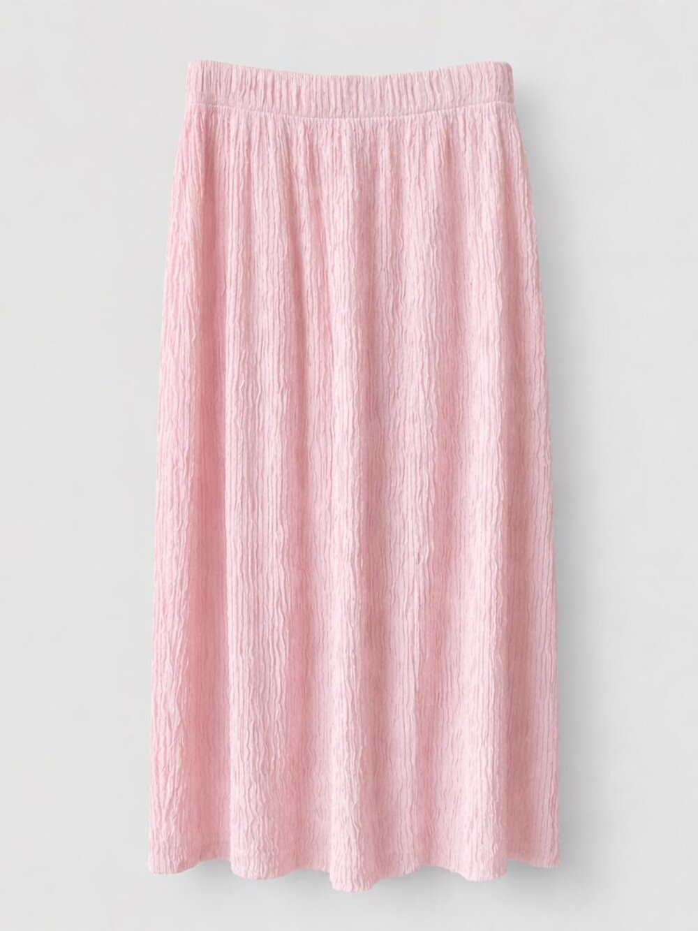 Vintage Pink Crinkled Textured Skirt – Elastic Waist